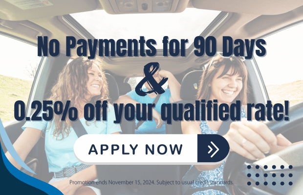 No Payments for 90 Days & 0.25% off your qualified rate!